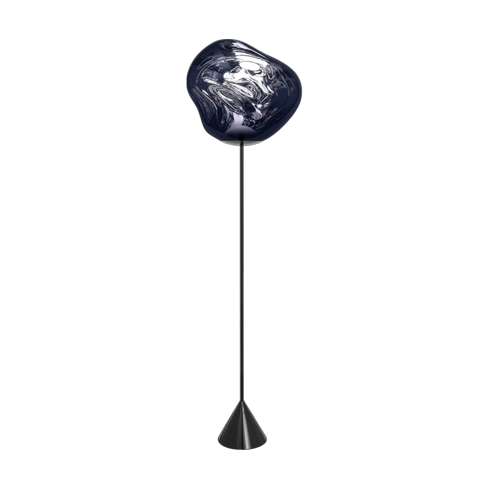 Melt Slim Cone Floor Light with Black Hardware and Smoke Shade by Tom Dixon