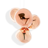 Tom Dixon Melt Small Chandelier in copper, illuminated