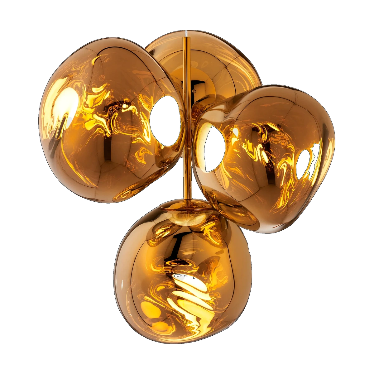Melt Small Chandelier, Gold Polished Polycarbonate by Tom Dixon