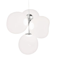 Tom Dixon Melt Small Chandelier in opal with silver hardware