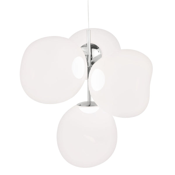 Tom Dixon Melt Small Chandelier in opal with silver hardware