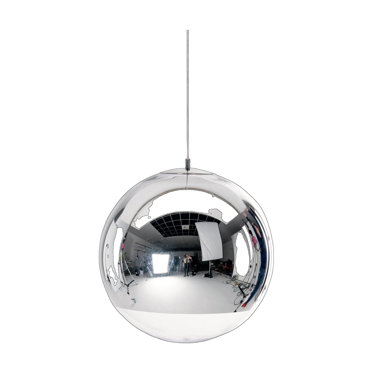 Mirror Ball 20in Pendant, Silver Polished Polycarbonate by Tom Dixon