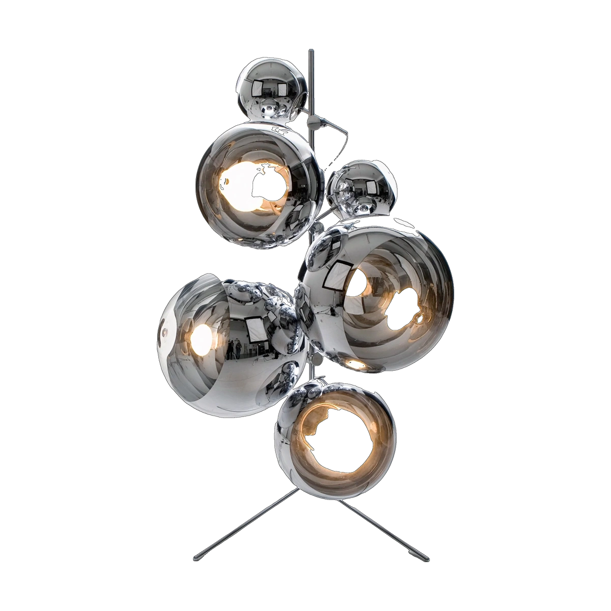 Mirror Ball Floor Chandelier in Silver Mirrored Polycarbonate by Tom Dixon