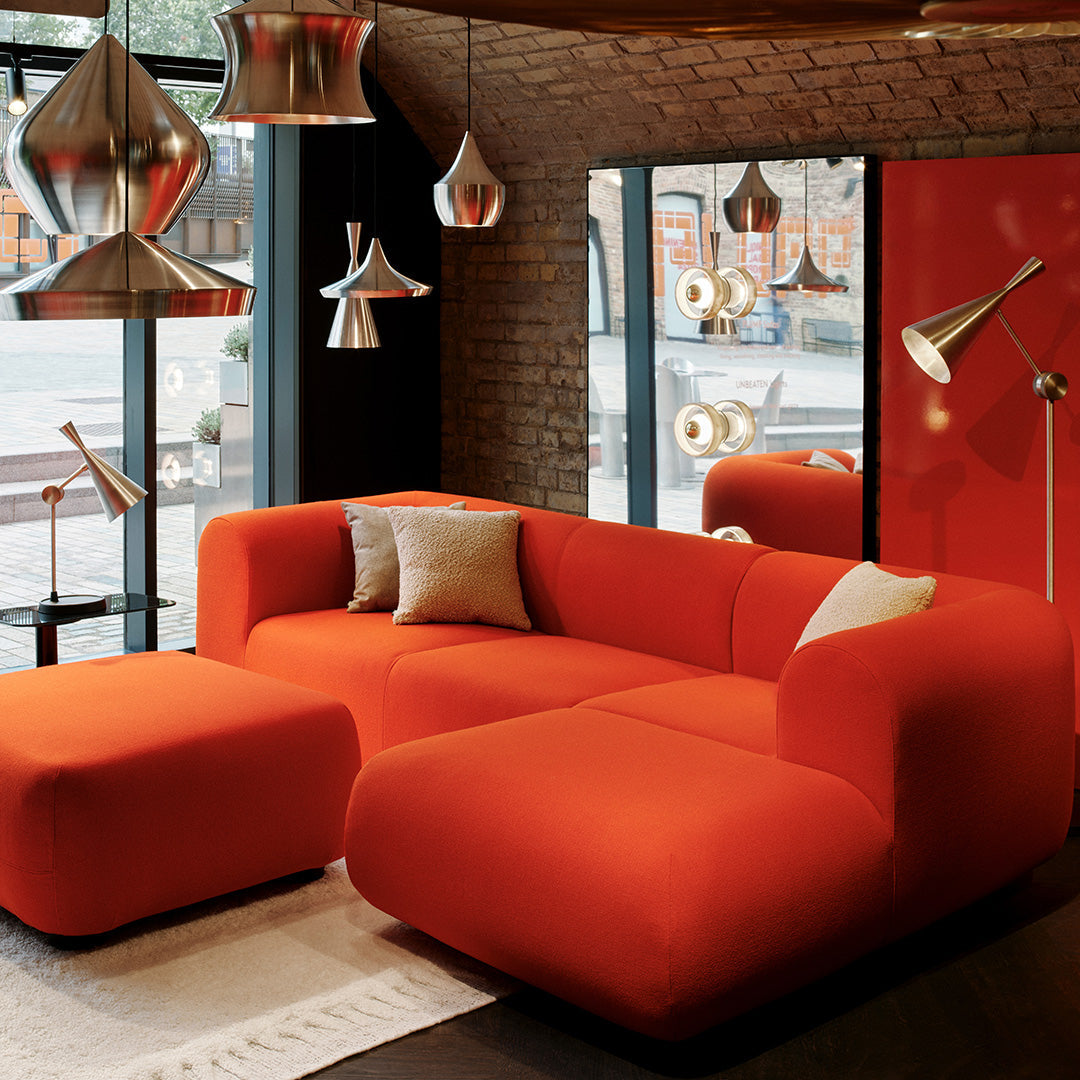 Tom Dixon PLUMP modular sofa and ottoman lifestyle