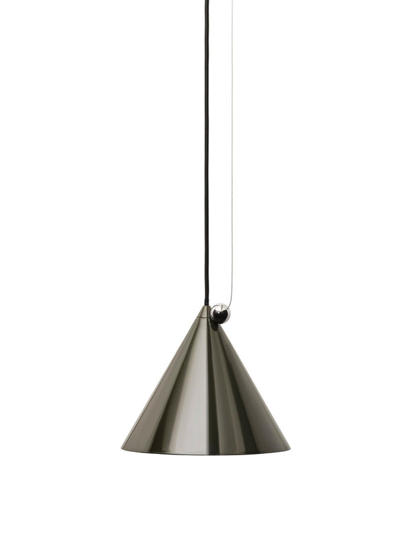 Tom Dixon Pose Small Pendant in High-Gloss Kelp, front studio view