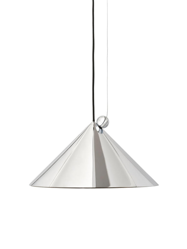 Tom Dixon Pose Small Pendant in Polished Silver, front studio view