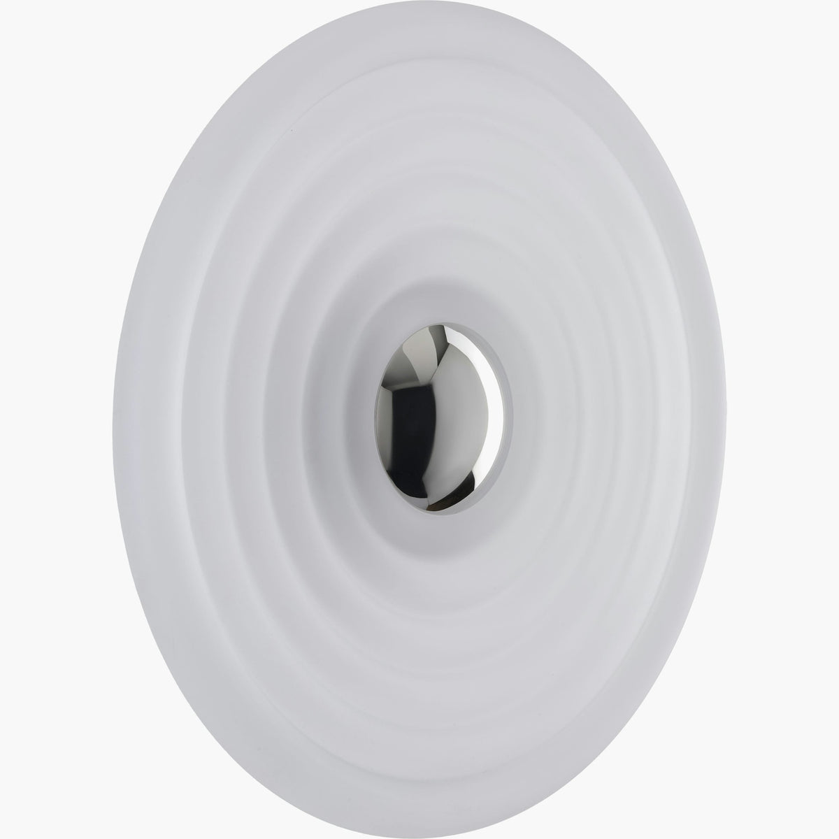 Tom Dixon Press Large Surface Light in frosted pressed glass, angled view