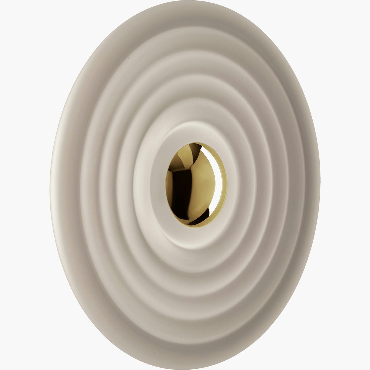 Tom Dixon Press Large Surface Light in frosted pressed glass, alternate angled view