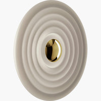 Tom Dixon Press Large Surface Light in frosted pressed glass, alternate angled view
