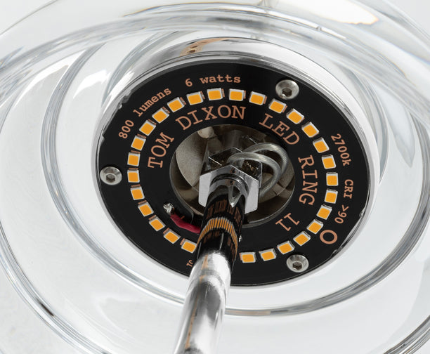 Tom Dixon Press Mini Sphere Pendant clear pressed glass LED detail