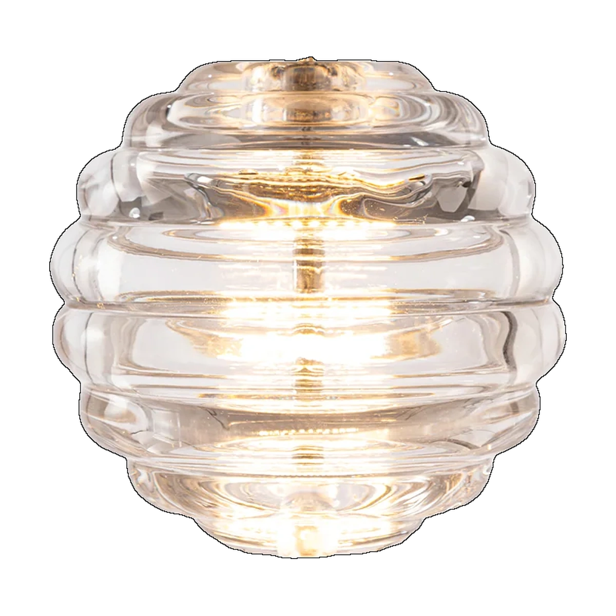 Press Mini Sphere Pendant, Clear Pressed Glass by Tom Dixon