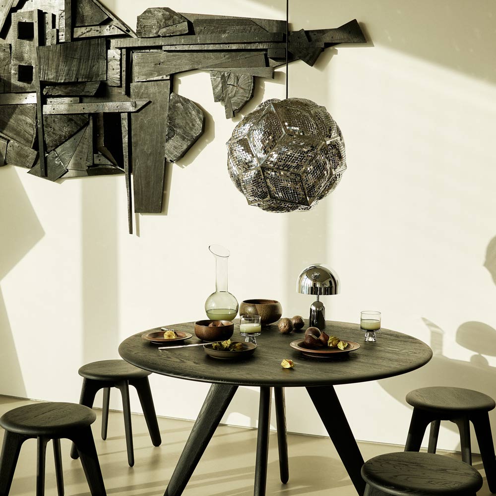 Tom Dixon Puff Pendant in a dining interior