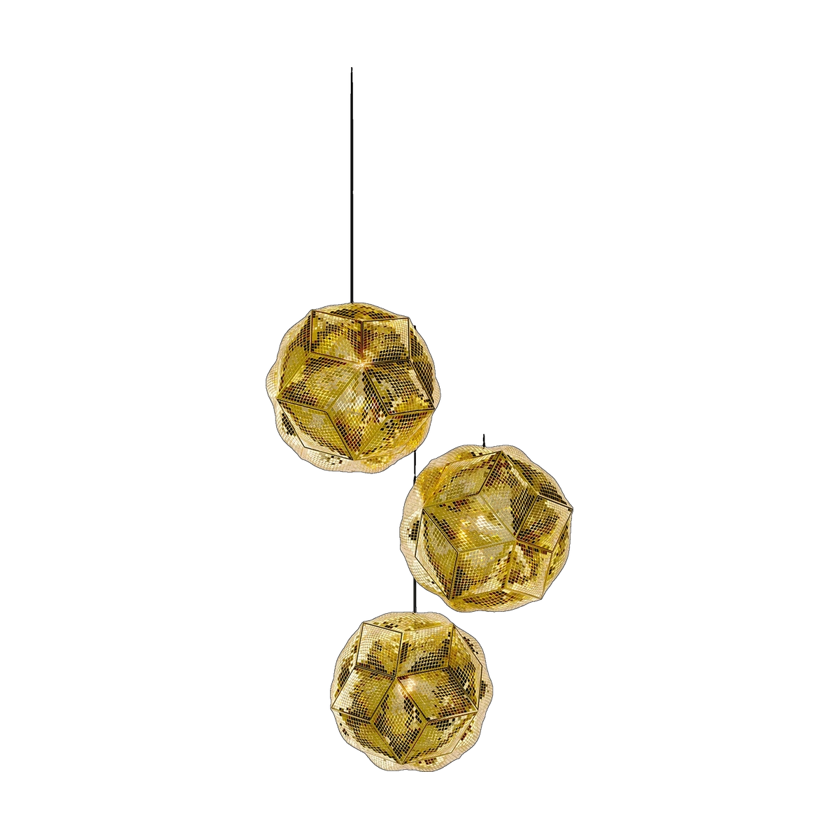 Puff Trio-Round Pendant System, Brass Stainless Steel by Tom Dixon