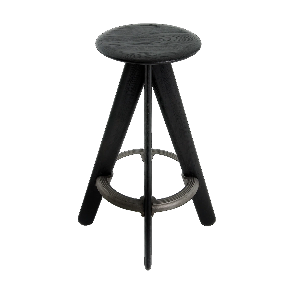 Slab Bar Stool Black Brushed Oak