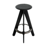 Slab Bar Stool Black Brushed Oak