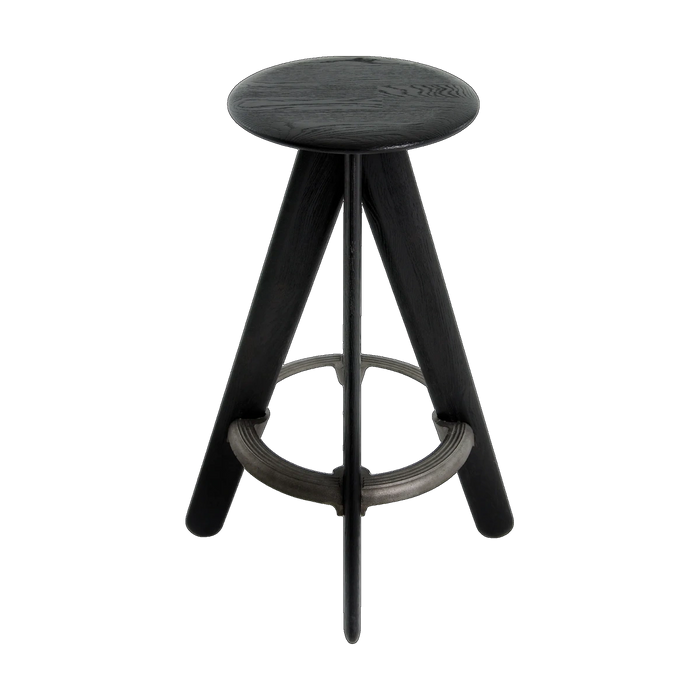 Slab Bar Stool Black Brushed Oak