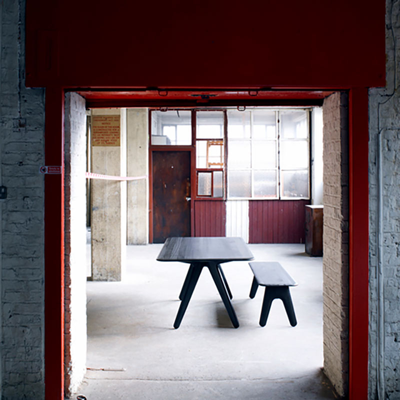 Tom Dixon Slab Large Dining Table Black Brushed Oak in a modern interior