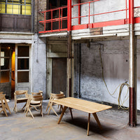 Tom Dixon Slab Large Dining Table Natural Brushed Oak in a modern interior