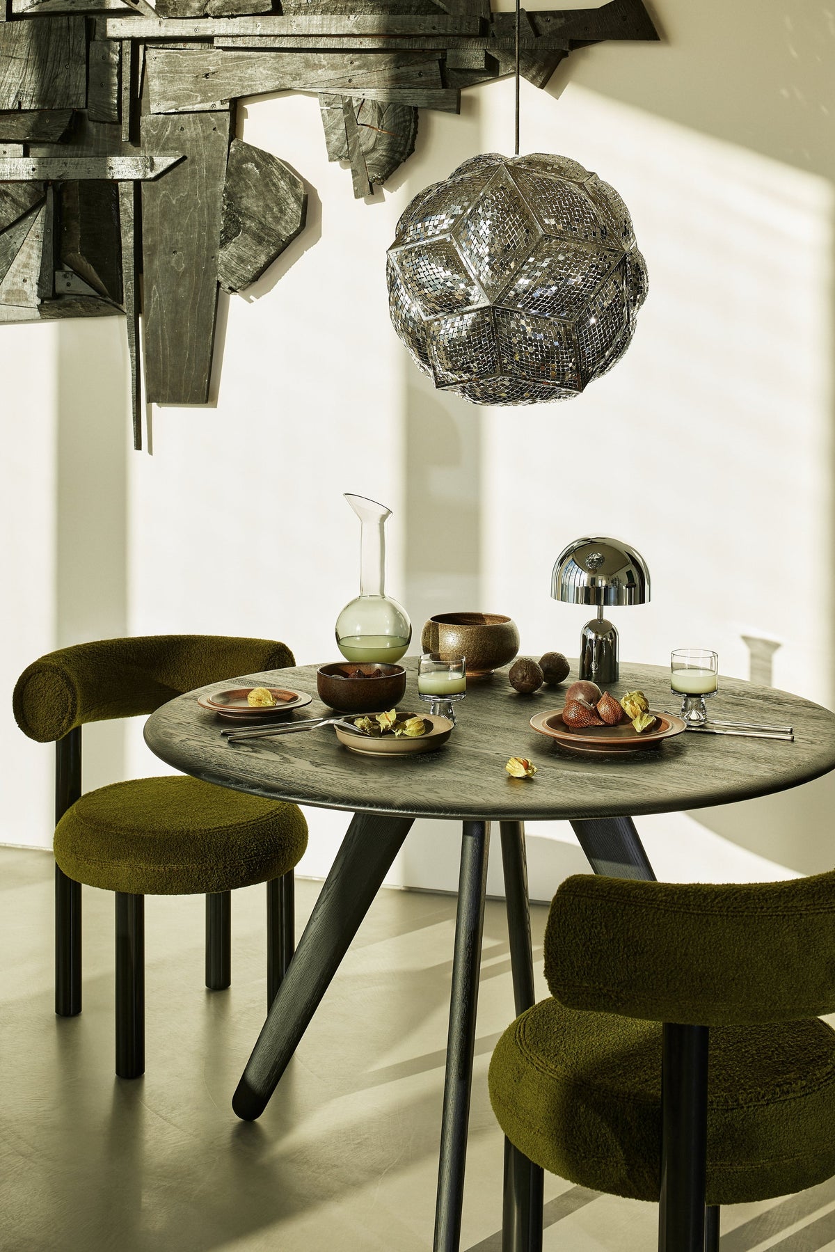 Tom Dixon Slab Large Round Table Natural Brushed Oak in a modern interior