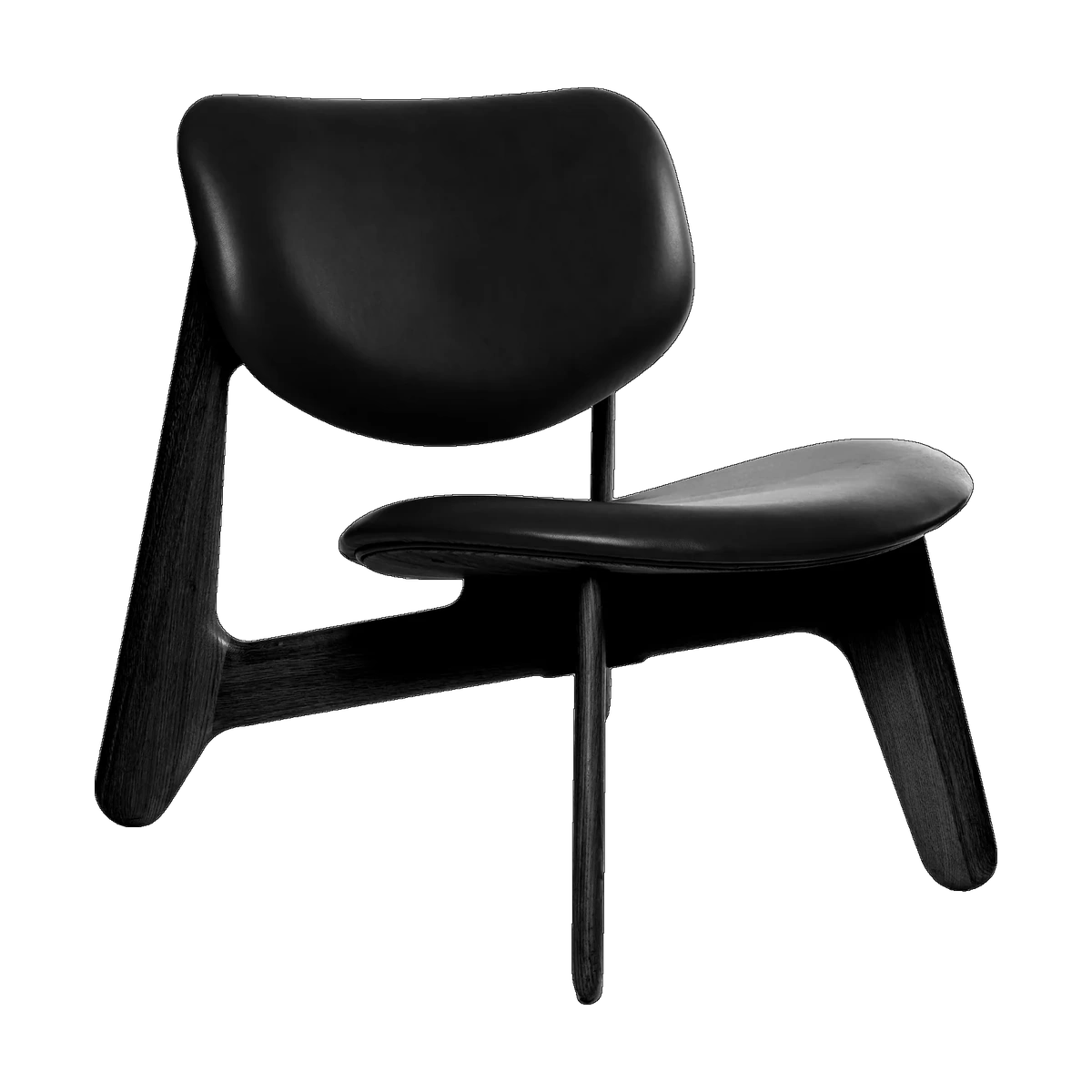 Tom Dixon Slab Lounge Chair Black Brushed Oak and Black Leather