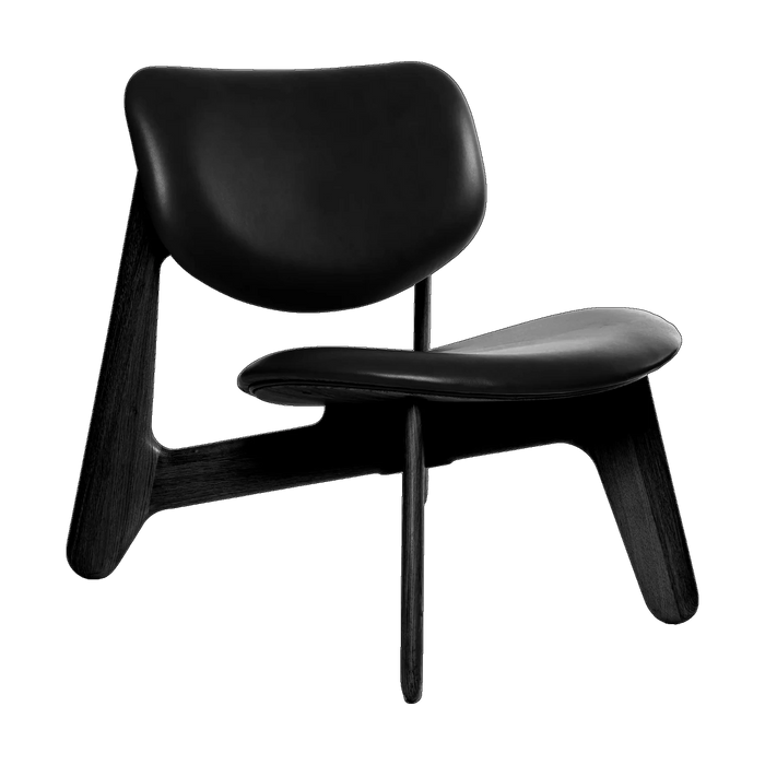 Tom Dixon Slab Lounge Chair Black Brushed Oak and Black Leather