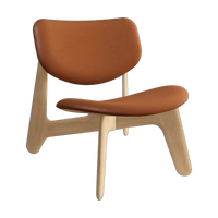 Tom Dixon Slab Lounge Chair Natural Brushed Oak and Cognac Leather