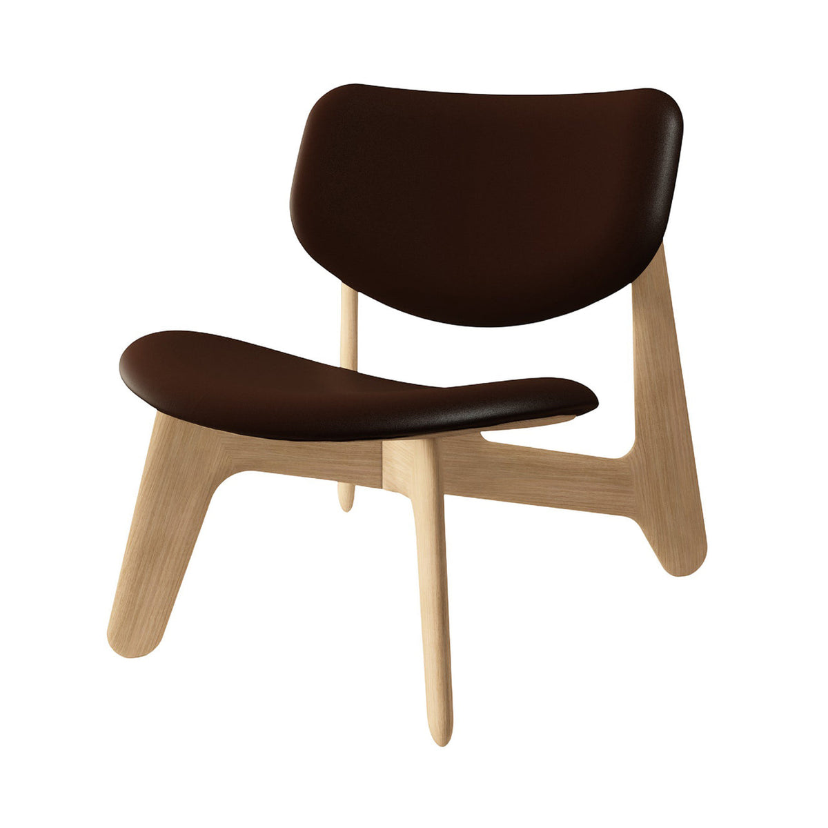 Tom Dixon Slab Lounge Chair Natural Brushed Oak Brown Choko Leather