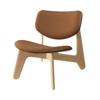 Tom Dixon Slab Lounge Chair Natural Brushed Oak Cognac Leather