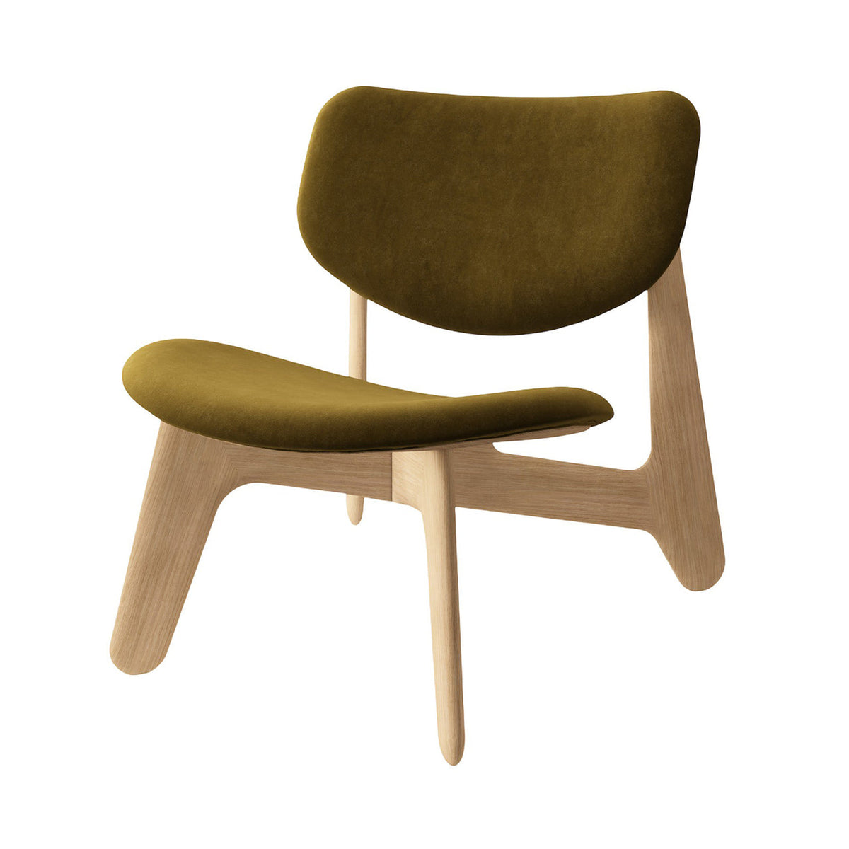 Slab Lounge Chair Natural Brushed Oak Khaki Royal Velvet