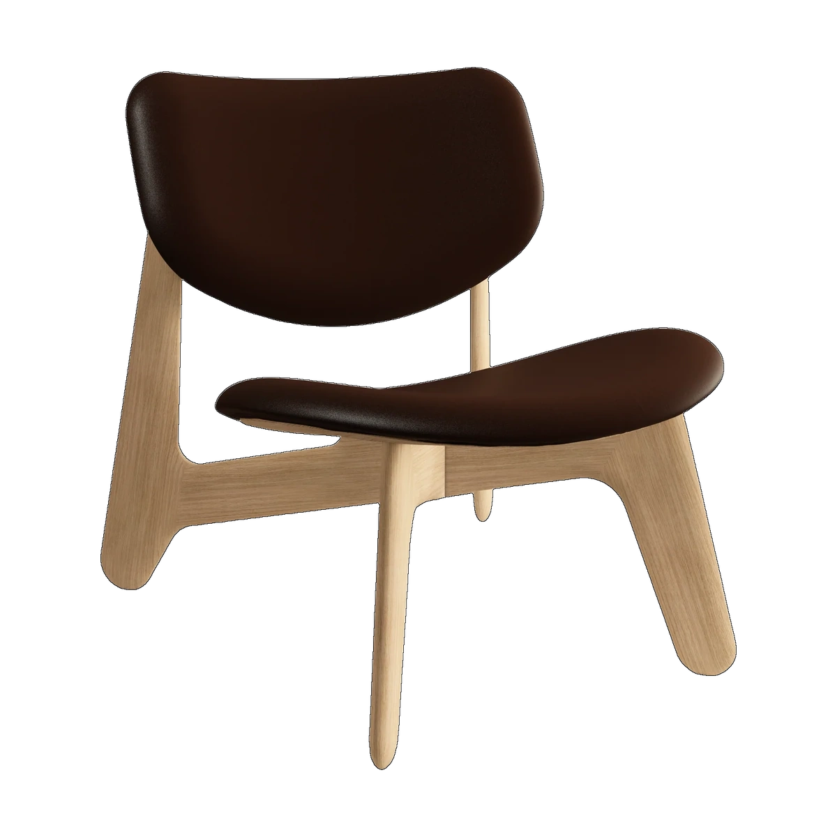 Tom Dixon Slab Natural Wood Lounge Chair Brown Choko Leather
