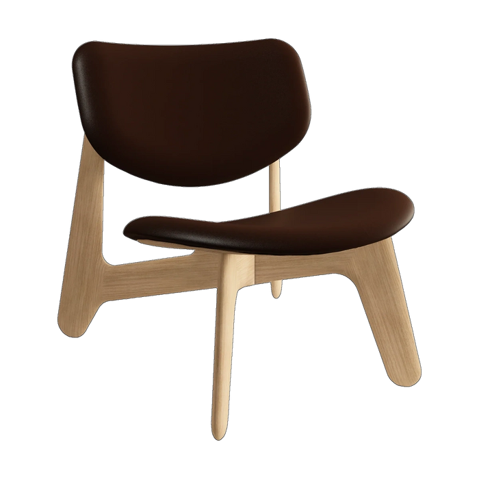 Tom Dixon Slab Natural Wood Lounge Chair Brown Choko Leather