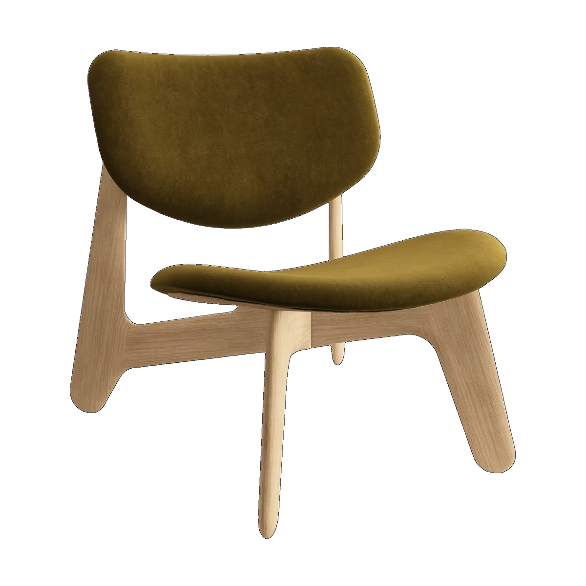 Tom Dixon Slab Natural Wood Lounge Chair Khaki Royal Velvet