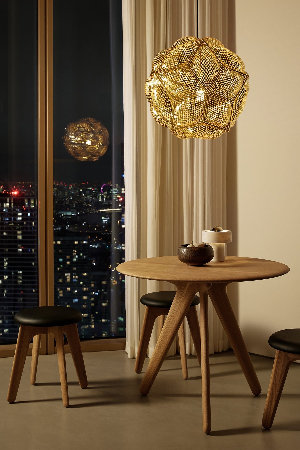 Tom Dixon Slab Small Round Table Black Brushed Oak in a modern interior