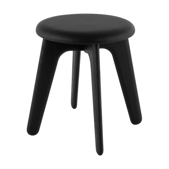 Tom Dixon Slab Stool in Natural Brushed Oak with Black Leather