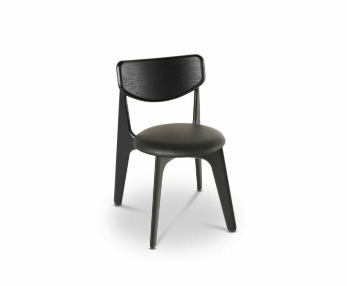 Tom Dixon Slab Upholstered Dining Chair Black Brushed Oak and Black Leather image 1