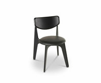 Tom Dixon Slab Upholstered Dining Chair Black Brushed Oak and Black Leather image 1