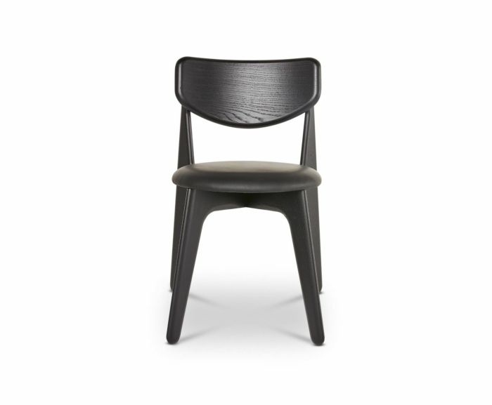 Tom Dixon Slab Upholstered Dining Chair Black Brushed Oak and Black Leather image 2