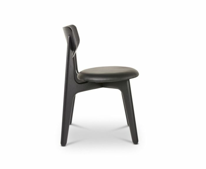 Tom Dixon Slab Upholstered Dining Chair Black Brushed Oak and Black Leather image 3