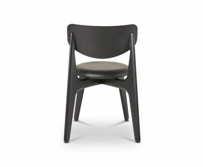 Tom Dixon Slab Upholstered Dining Chair Black Brushed Oak and Black Leather image 4