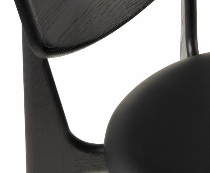 Tom Dixon Slab Upholstered Dining Chair Black Brushed Oak and Black Leather image 6