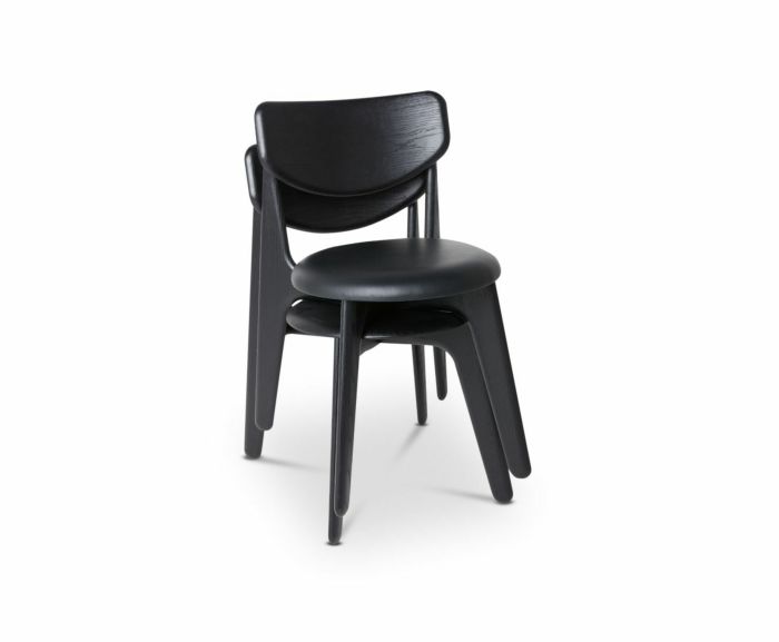 Tom Dixon Slab Upholstered Dining Chair Black Brushed Oak and Black Leather image 7