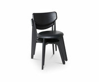 Tom Dixon Slab Upholstered Dining Chair Black Brushed Oak and Black Leather image 7
