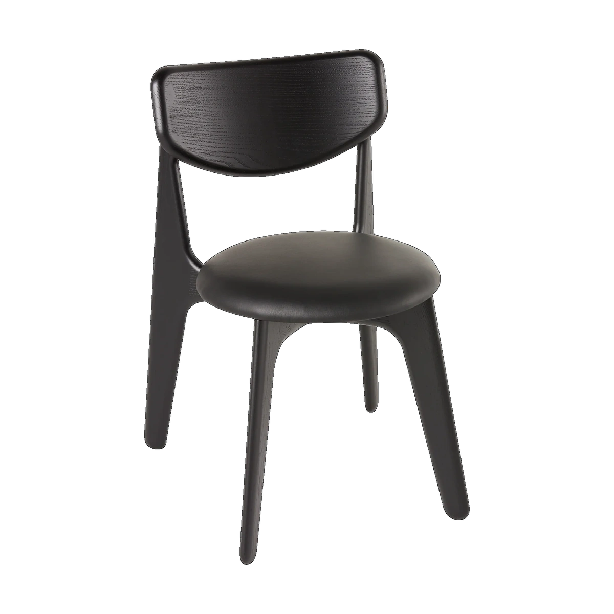 Slab Upholstered Dining Chair Black Brushed Oak & Black Leather