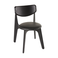 Slab Upholstered Dining Chair Black Brushed Oak & Black Leather