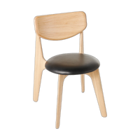 Slab Upholstered Dining Chair Natural Brushed Oak & Black Leather