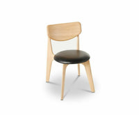 Tom Dixon Slab Upholstered Dining Chair Natural Brushed Oak and Black Leather image 1
