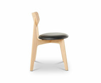 Tom Dixon Slab Upholstered Dining Chair Natural Brushed Oak and Black Leather image 3