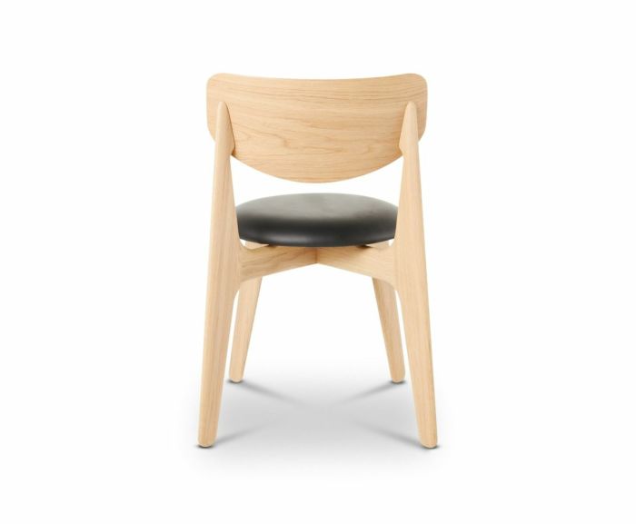 Tom Dixon Slab Upholstered Dining Chair Natural Brushed Oak and Black Leather image 4