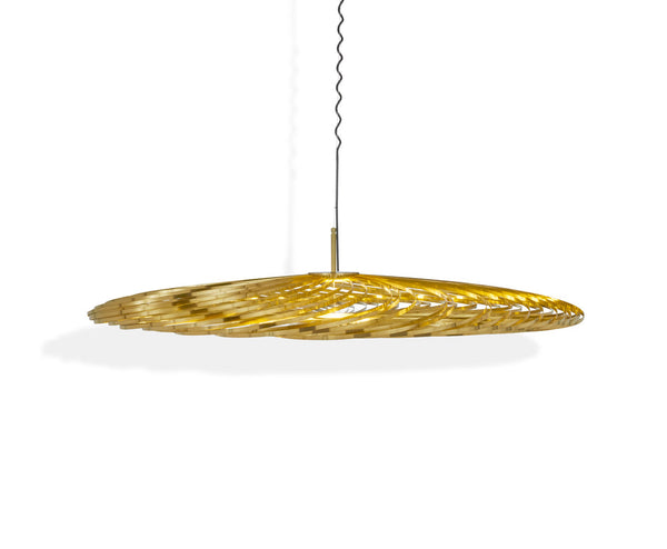 Tom Dixon Spring Large Pendant in polished brass, level 1 illuminated