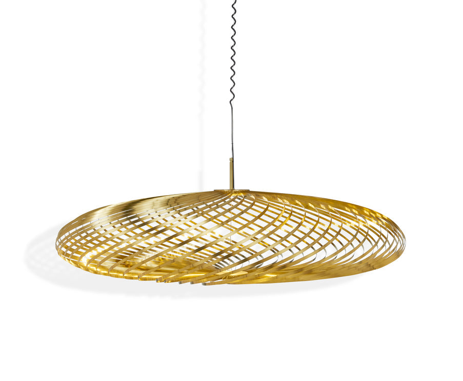 Tom Dixon Spring Large Pendant in polished brass, level 2 illuminated